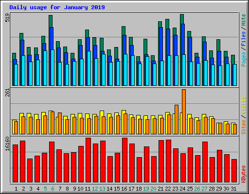 Daily usage for January 2019
